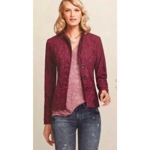 Cabi Frolic Blazer Jacket Lace Overlay Plumberry Sz. 6